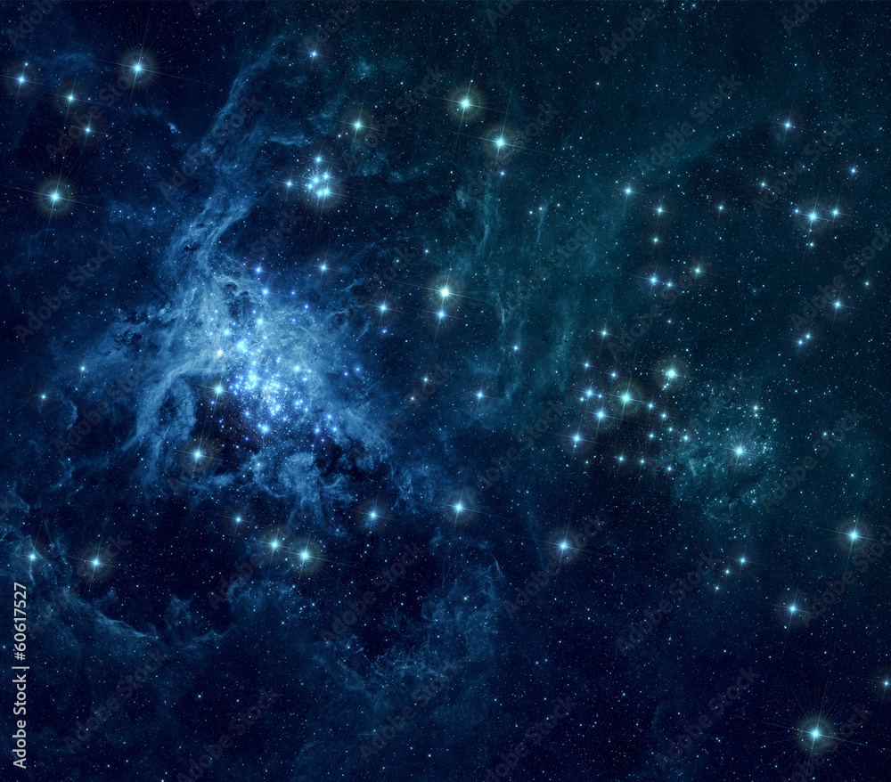 Obraz Tryptyk Blue nebula stars background