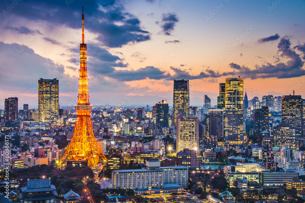 Obraz Dyptyk Tokyo, Japan at Tokyo Tower