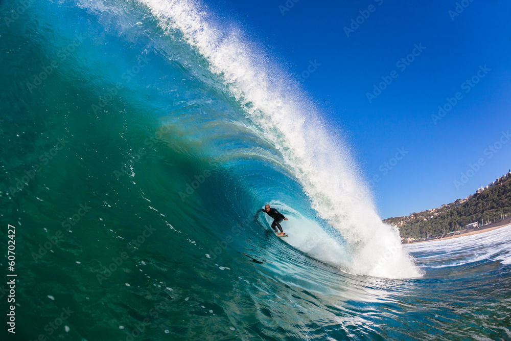 Fototapeta Surfing Tube Ride Large Wave