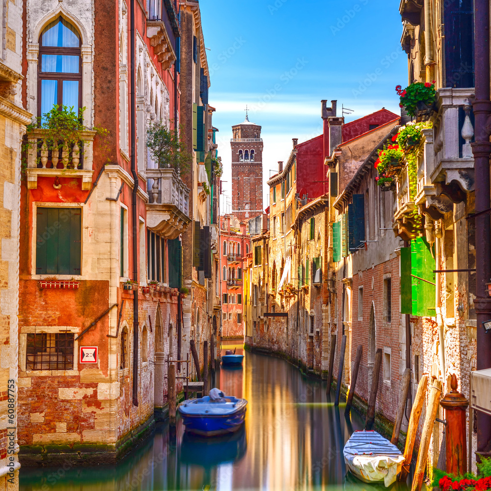 Fototapeta Venice cityscape, water canal,
