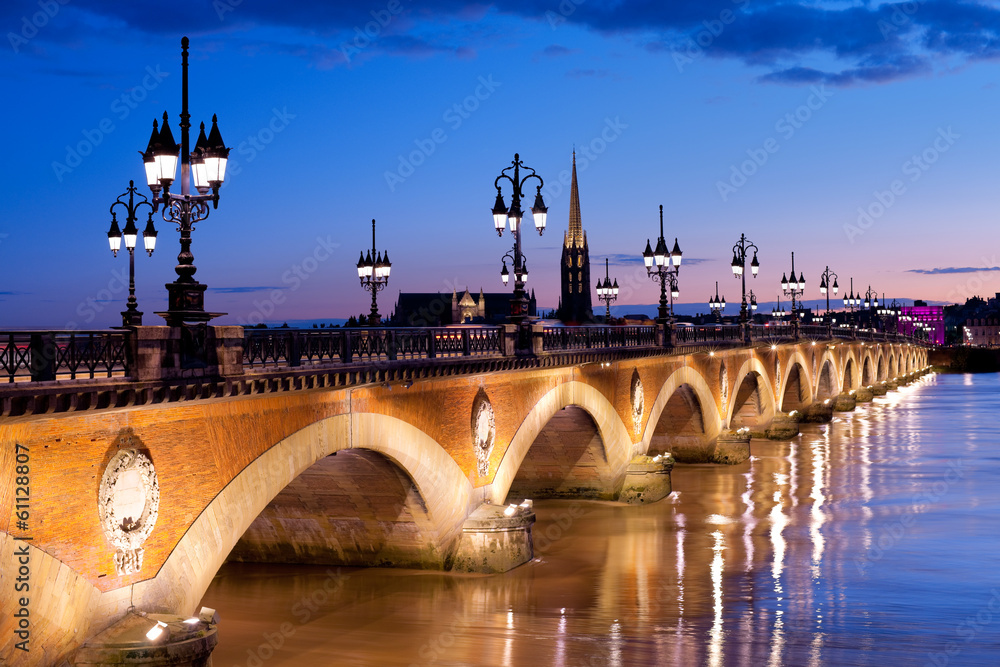 Obraz Pentaptyk The Pont de pierre in Bordeaux