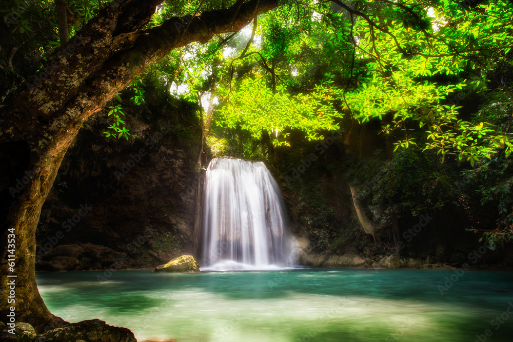 Obraz Dyptyk Level five of Erawan Waterfall