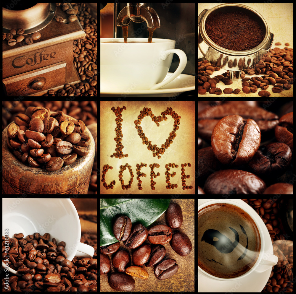 Obraz Pentaptyk coffee concept collage