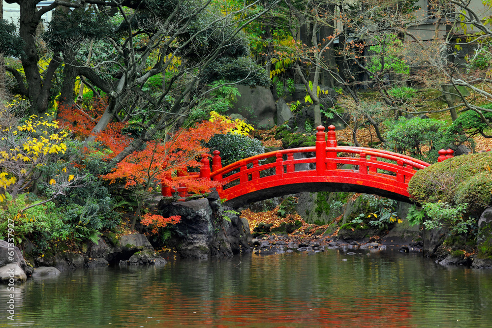Obraz Pentaptyk Japanese garden