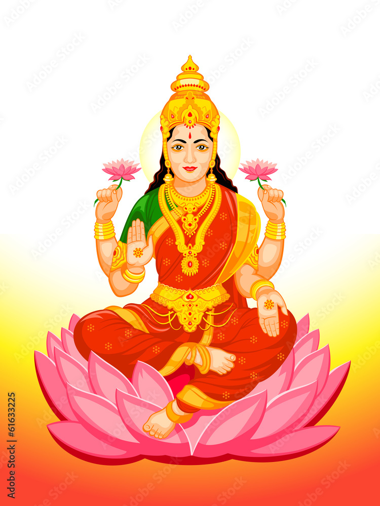 Obraz Tryptyk Indian Goddess Lakshmi