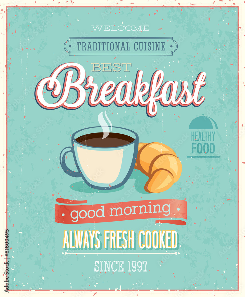Obraz Tryptyk Vintage Breakfast Poster.