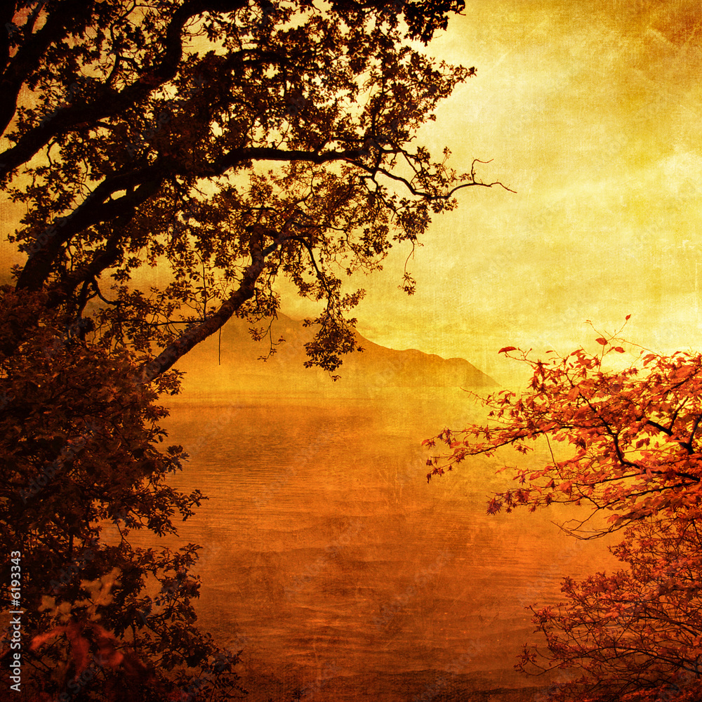 Obraz Pentaptyk golden sunset