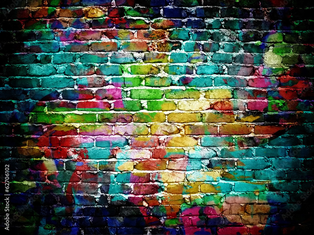 Obraz Tryptyk graffiti brick wall