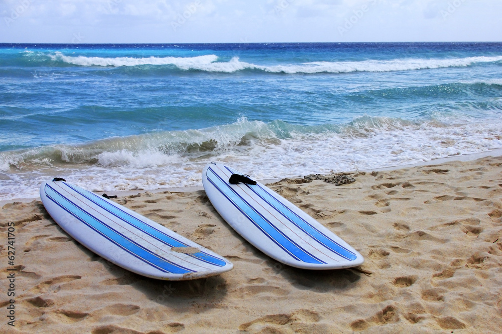 Fototapeta Surfboards at beach