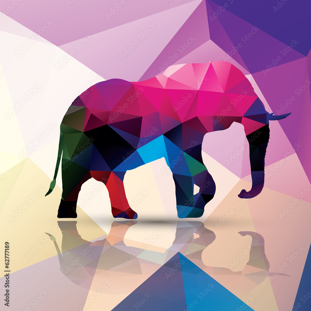 Fototapeta Geometric polygonal elephant,
