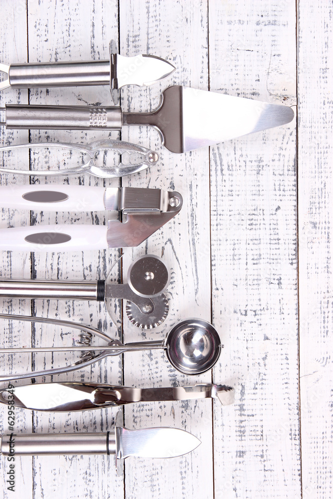 Obraz Tryptyk Metal kitchen utensils on