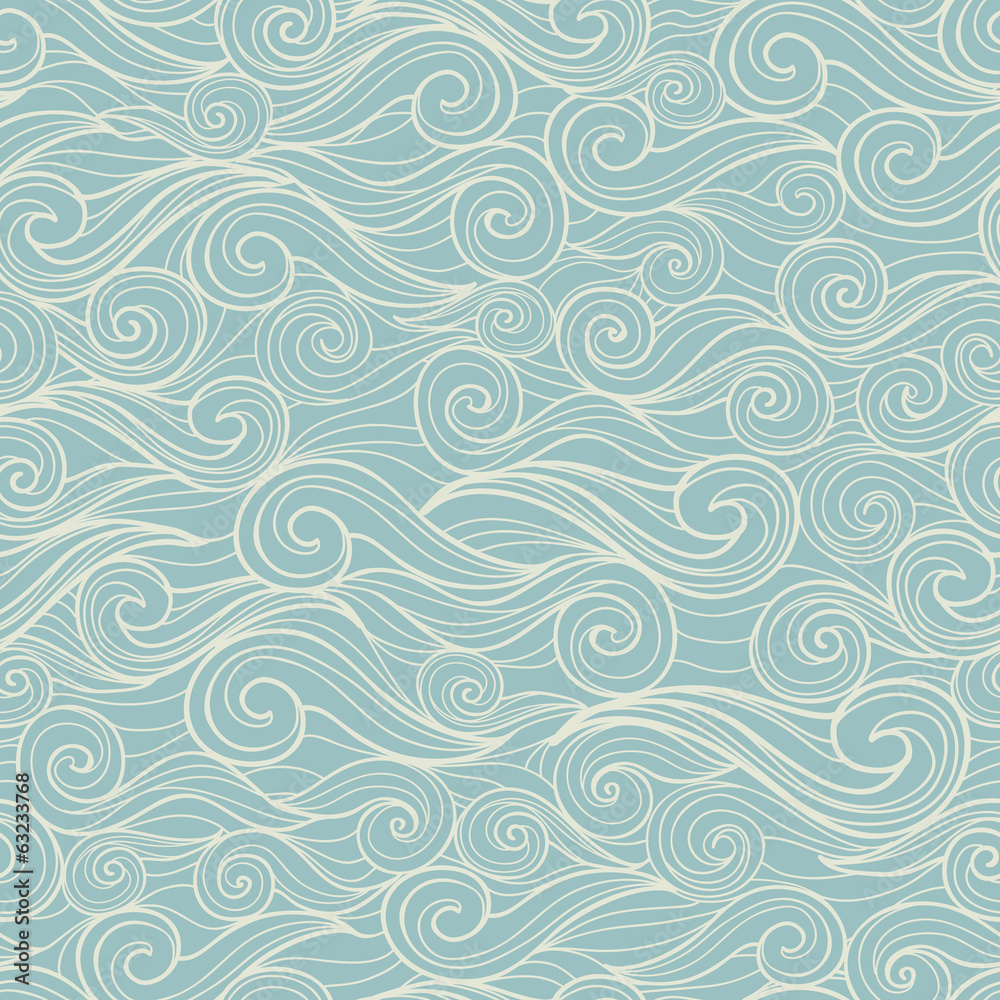 Fototapeta Sea waves seamless pattern