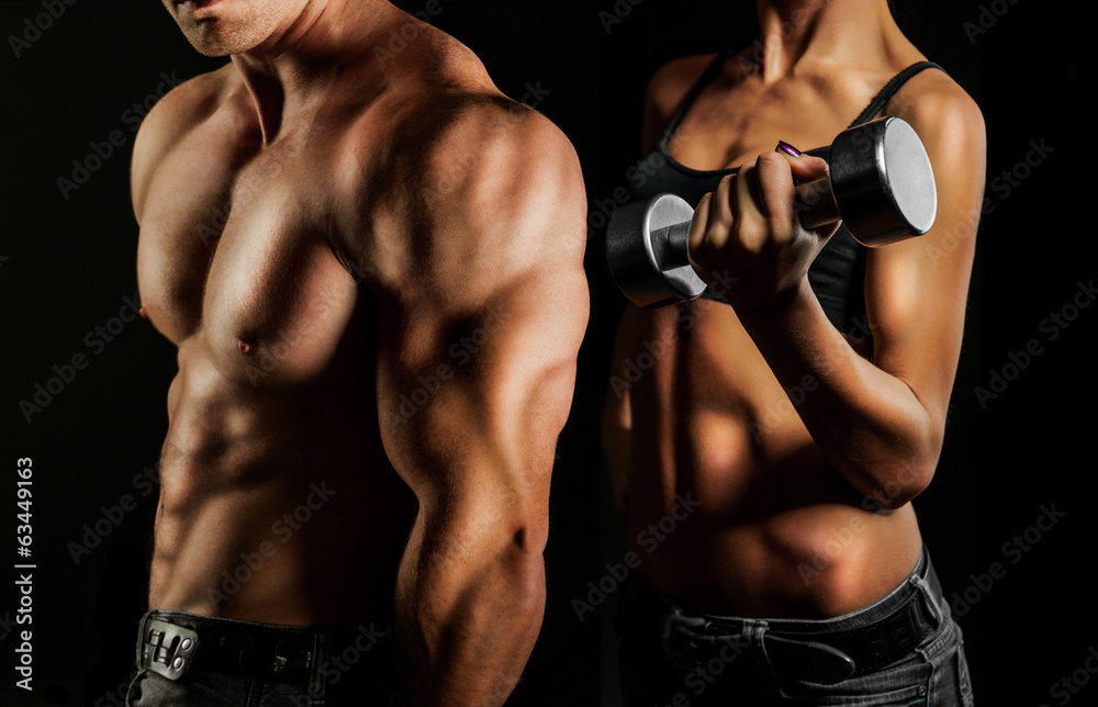 Obraz Kwadryptyk Bodybuilding. Man and woman