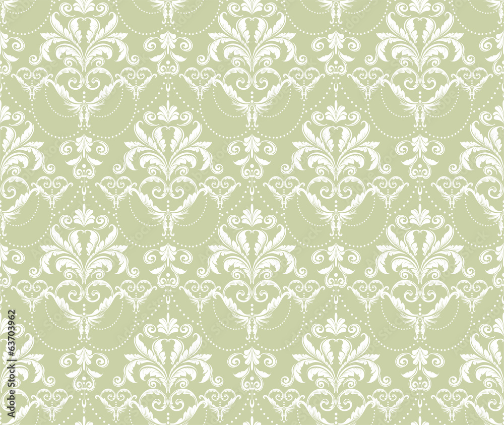 Obraz Tryptyk damask seamless pattern