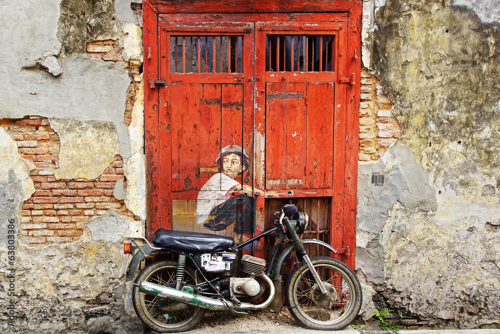 Obraz na płótnie Graffiti "Boy on a Bike" .