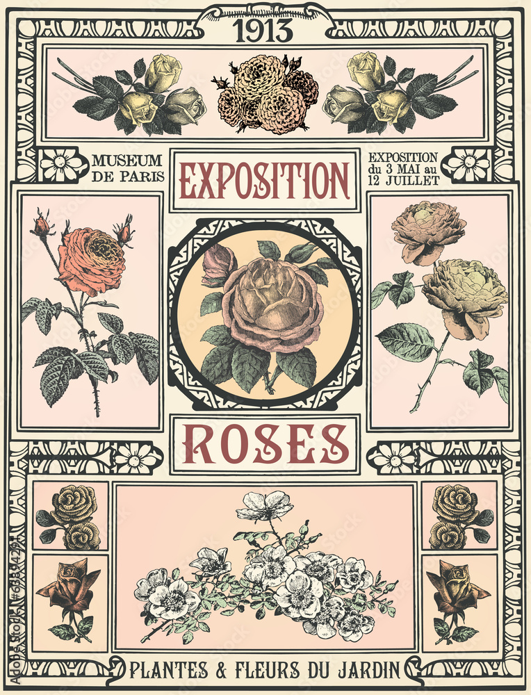 Obraz Tryptyk Exposition de Roses