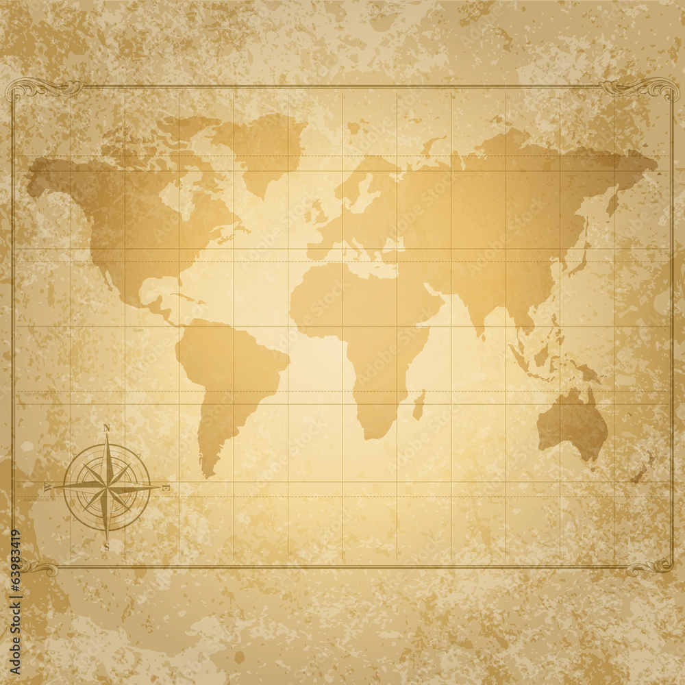 Fototapeta vintage vector world map with
