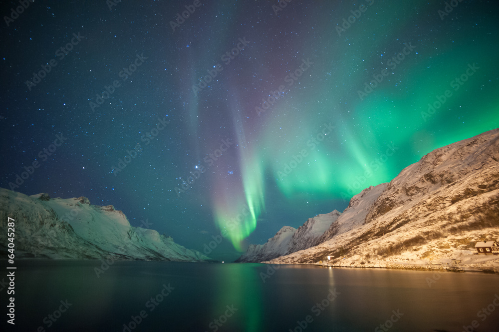 Obraz Pentaptyk Northern lights, Ersfjordbotn,