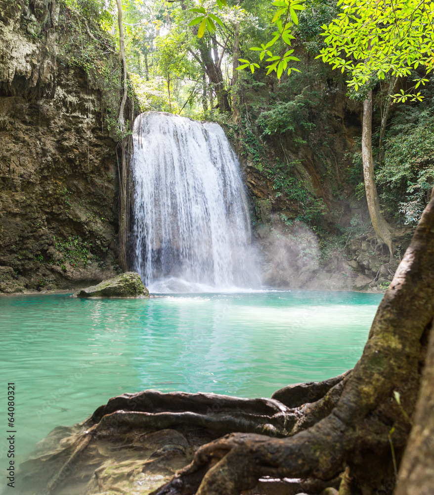 Fototapeta Tropical waterfall Erawan