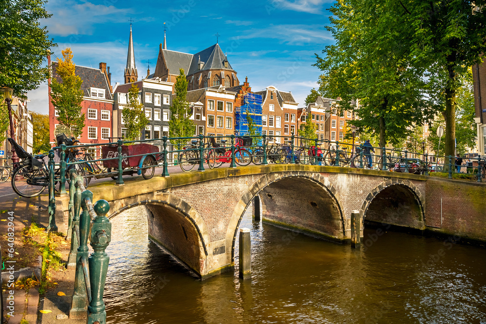 Obraz Tryptyk Amsterdam cityscape