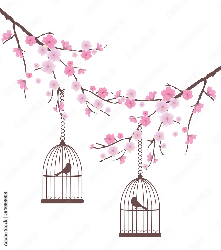 Obraz Pentaptyk vector cherry blossom with