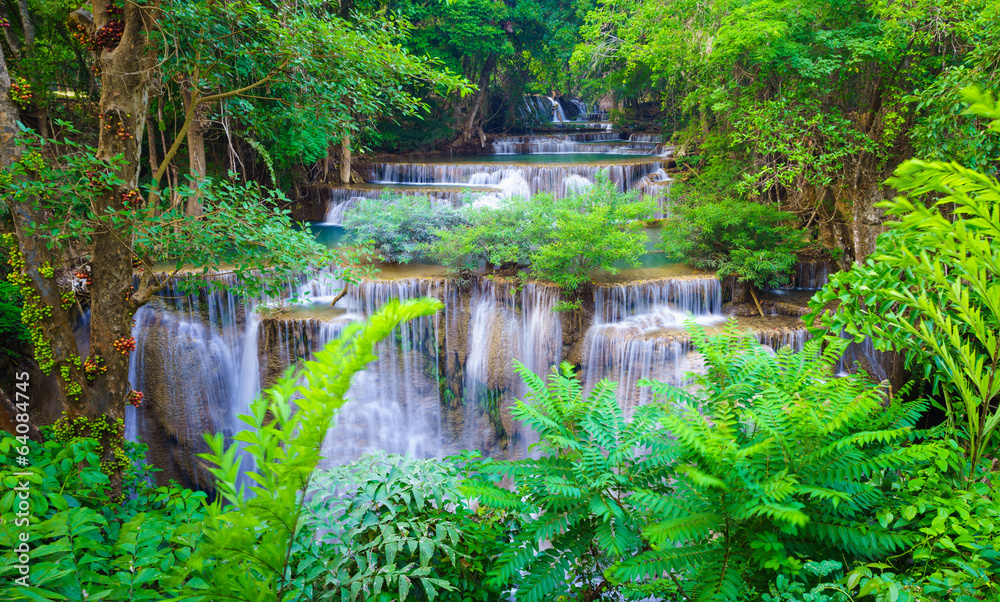 Fototapeta Deep forest Waterfall in