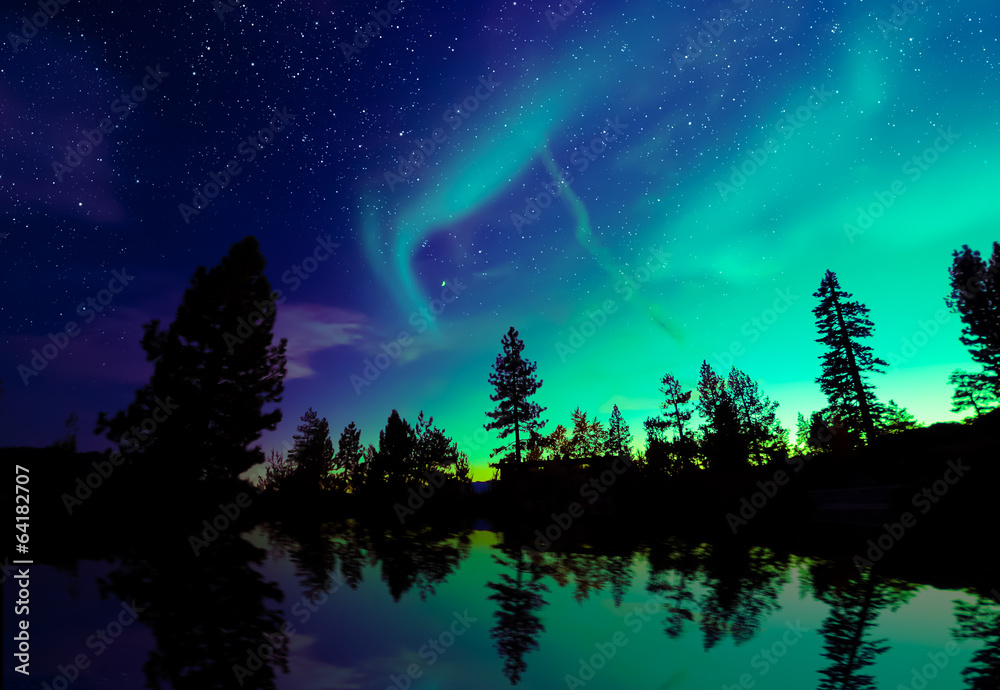 Obraz Tryptyk Northern lights aurora