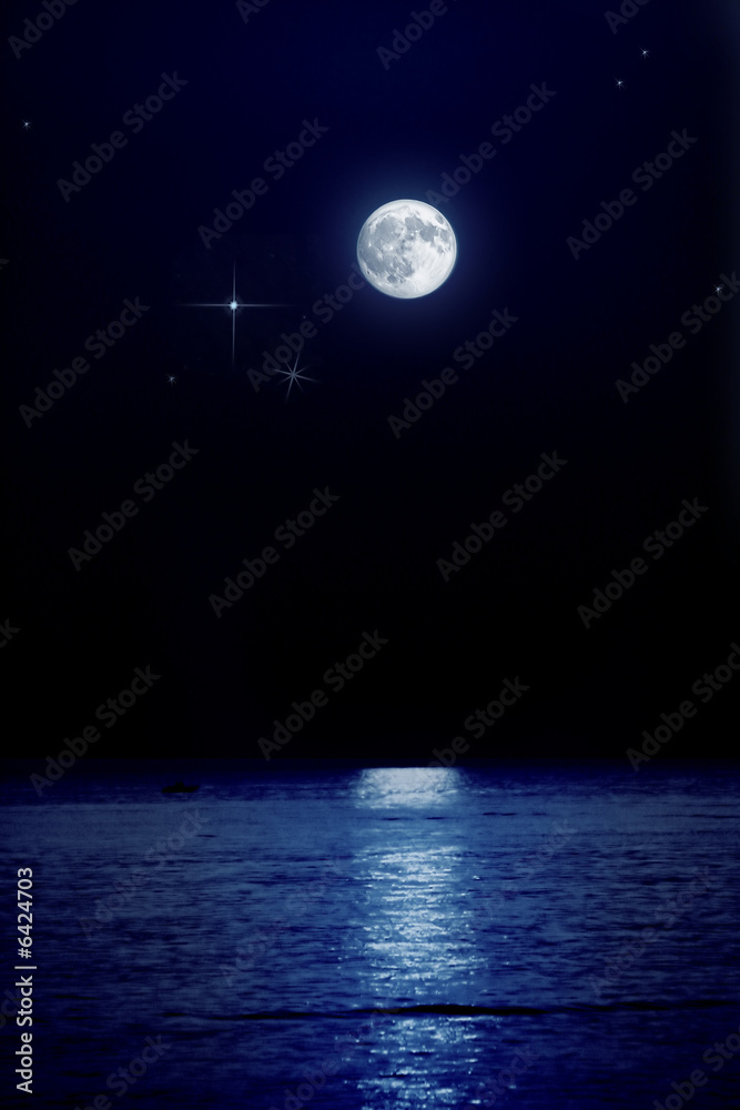 Fototapeta luna piena sul mare