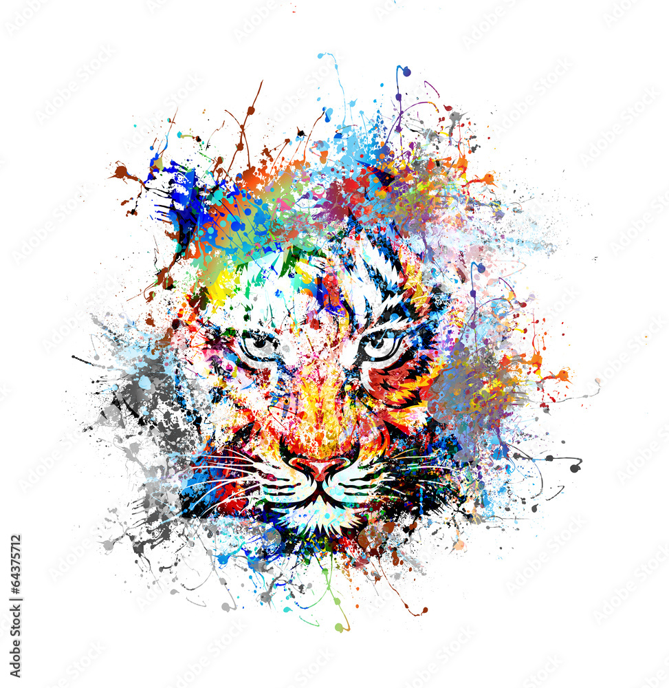 Obraz Tryptyk яркий фон с тигром