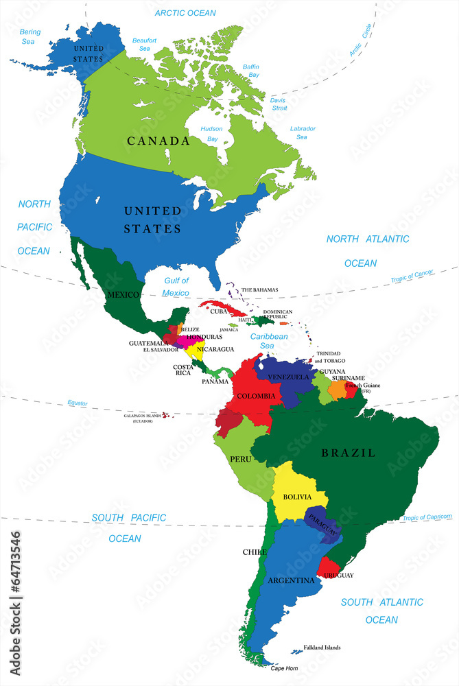Fototapeta North and South America map