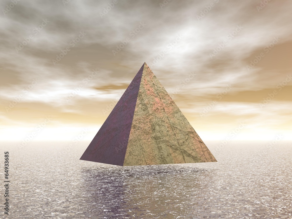 Obraz Tryptyk Mystical pyramid - 3D render