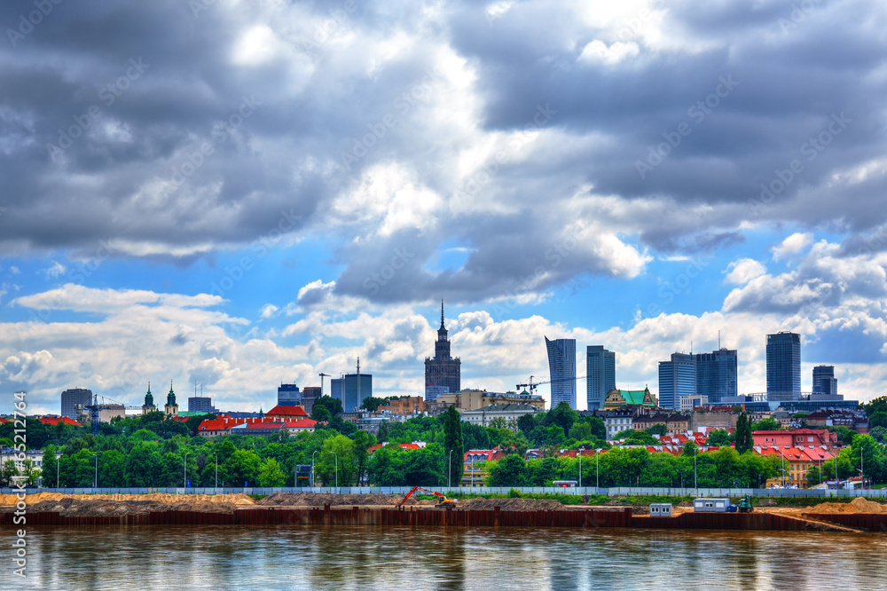 Obraz Tryptyk Panorama of Warsaw.HDR-high