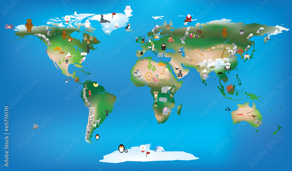 Fototapeta world map for childrens using