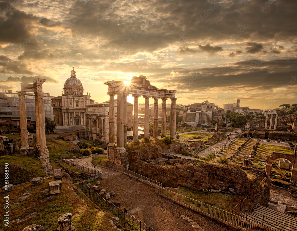 Fototapeta Famous Roman ruins in Rome,