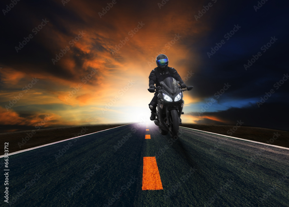 Obraz Dyptyk young man riding motorcycle on