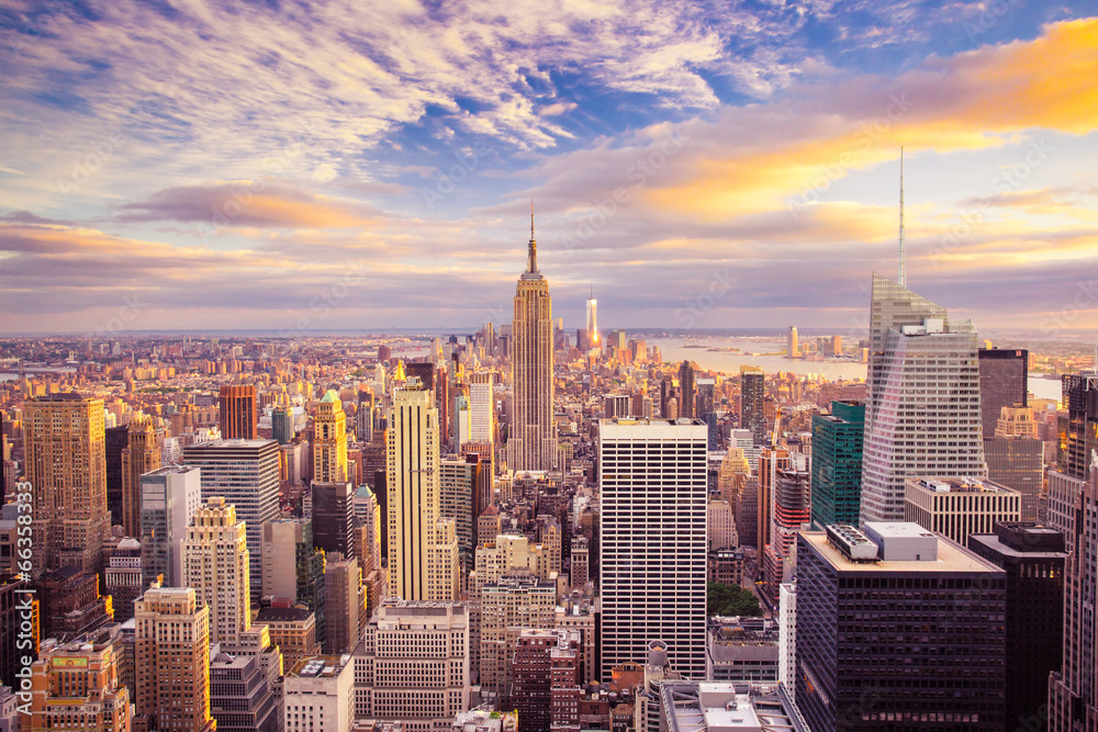 Obraz Tryptyk Sunset view of New York City