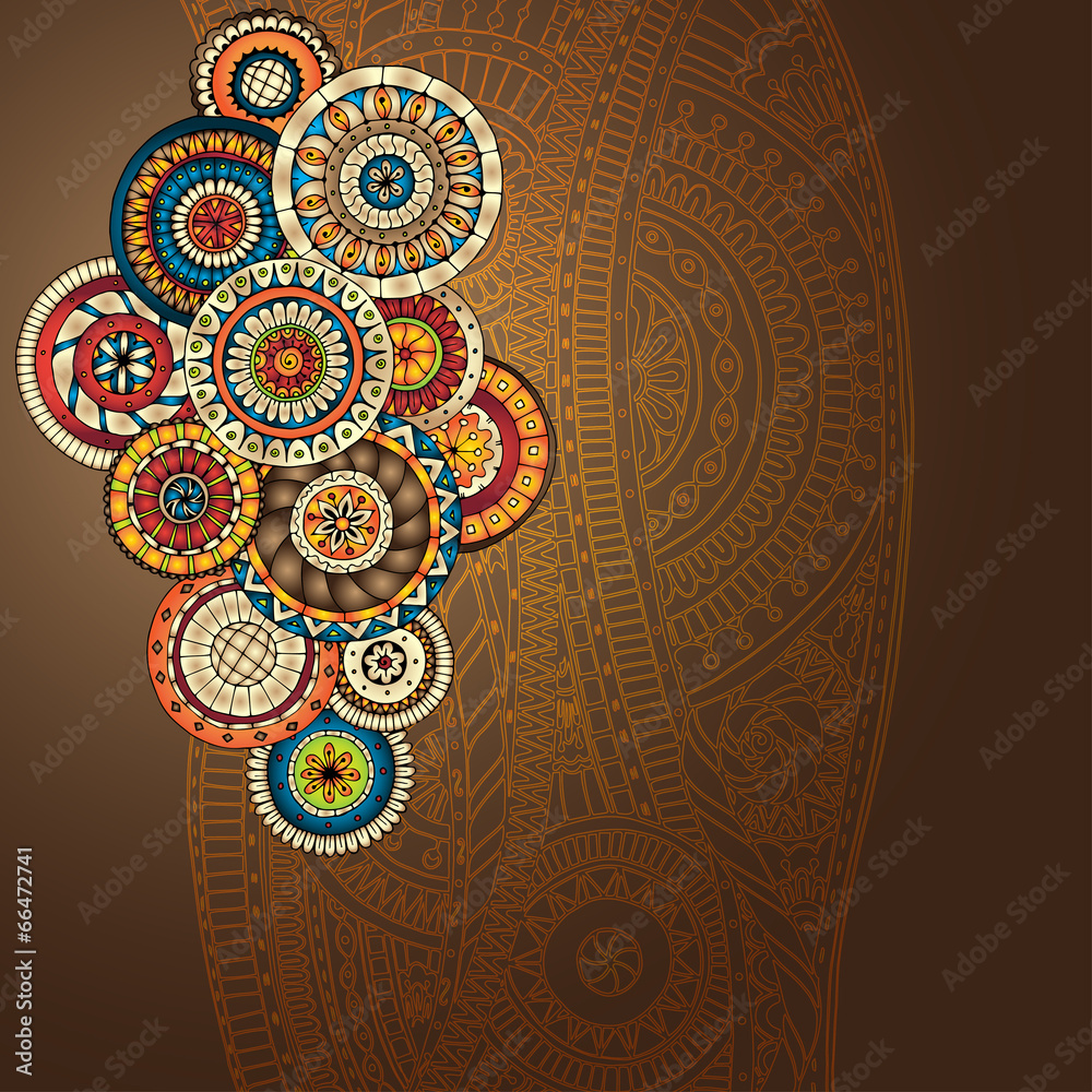 Obraz Pentaptyk Vector floral decorative