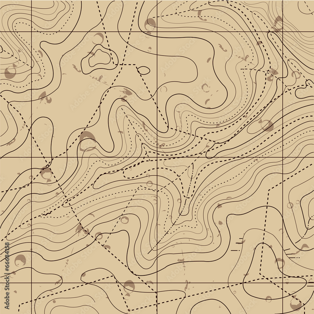 Obraz Tryptyk Abstract Retro Topography map