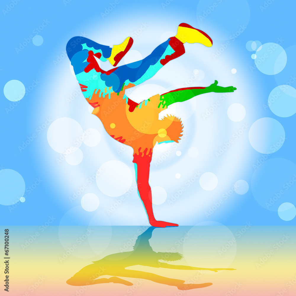 Obraz Tryptyk Break Dancer Indicates Disco