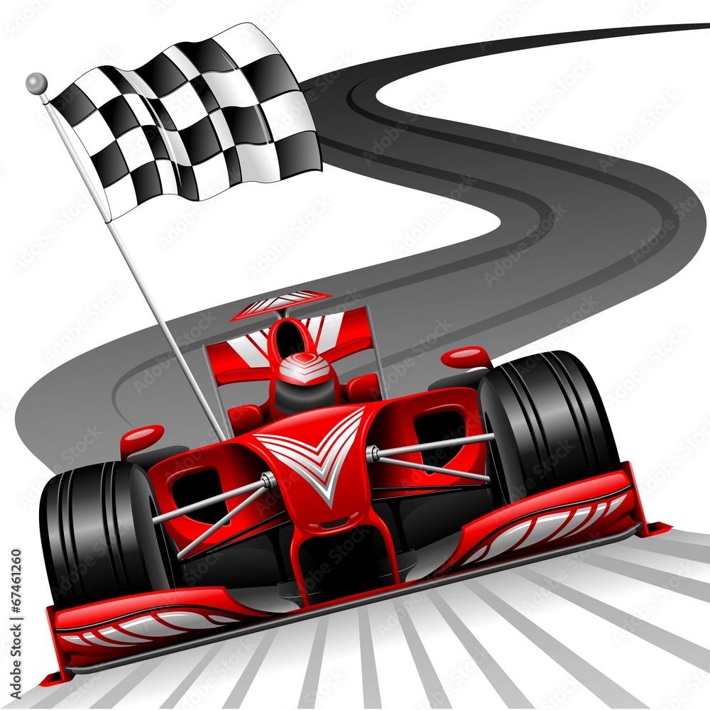 Fototapeta Formula 1 Red Car on Race