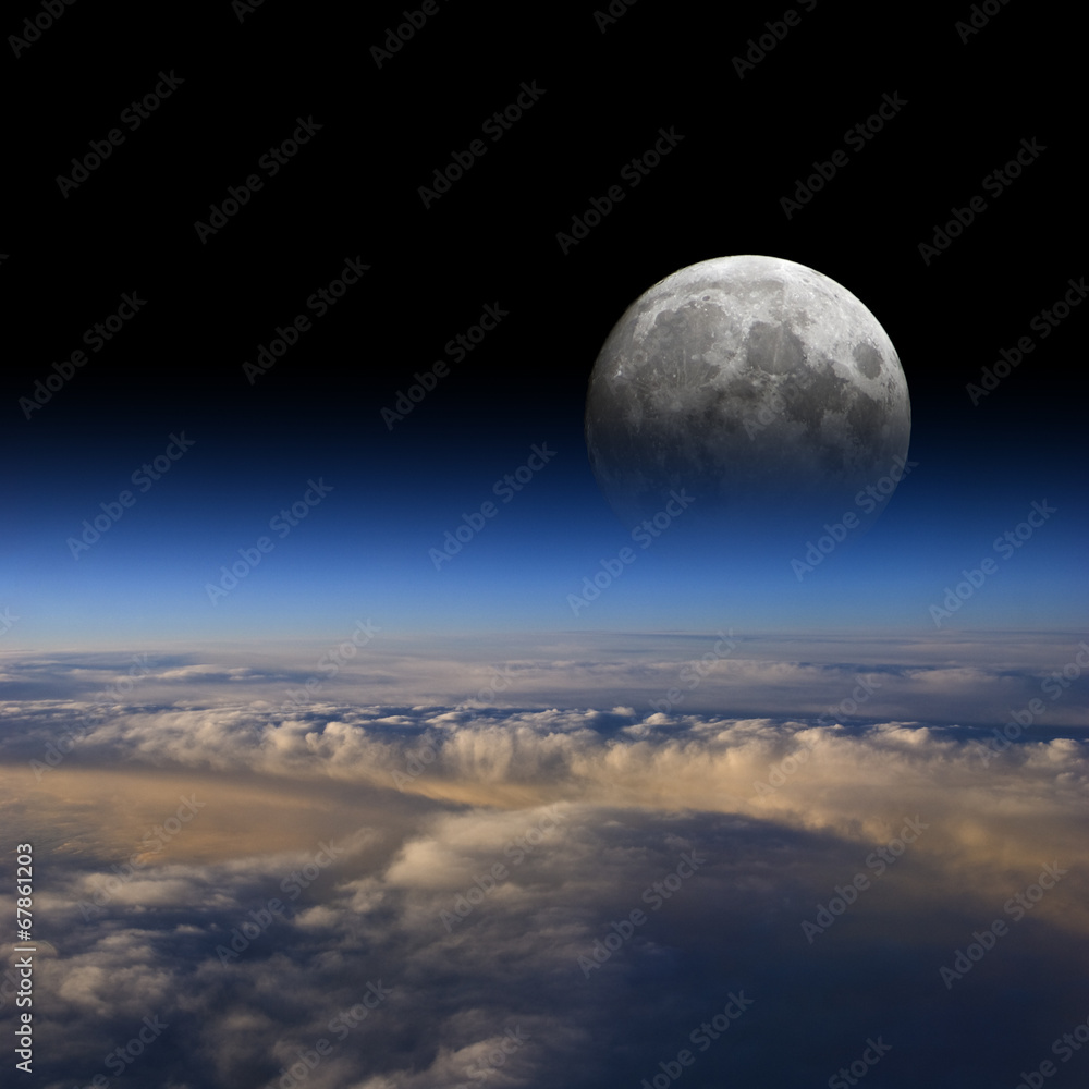 Fototapeta The Moon rises over planet