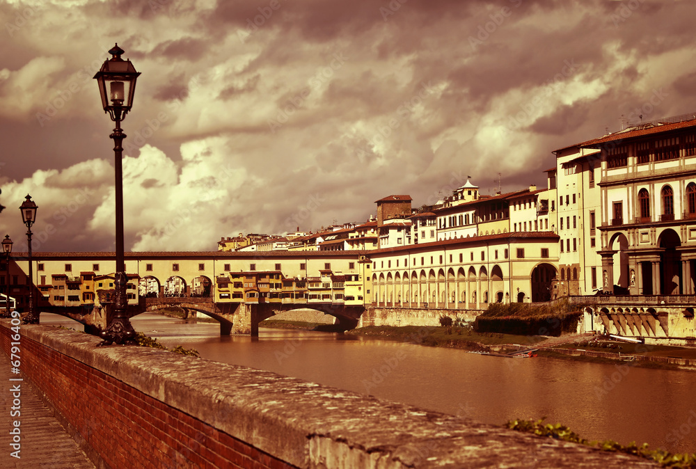 Obraz Tryptyk Beautiful Ponte Vecchio in