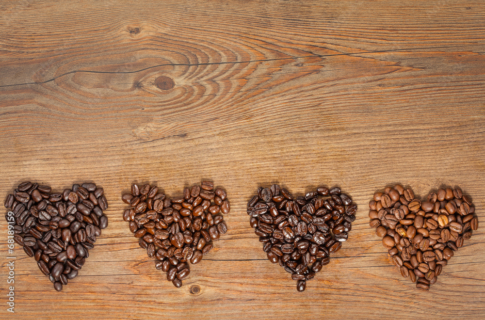Obraz Tryptyk Coffee Bean Hearts