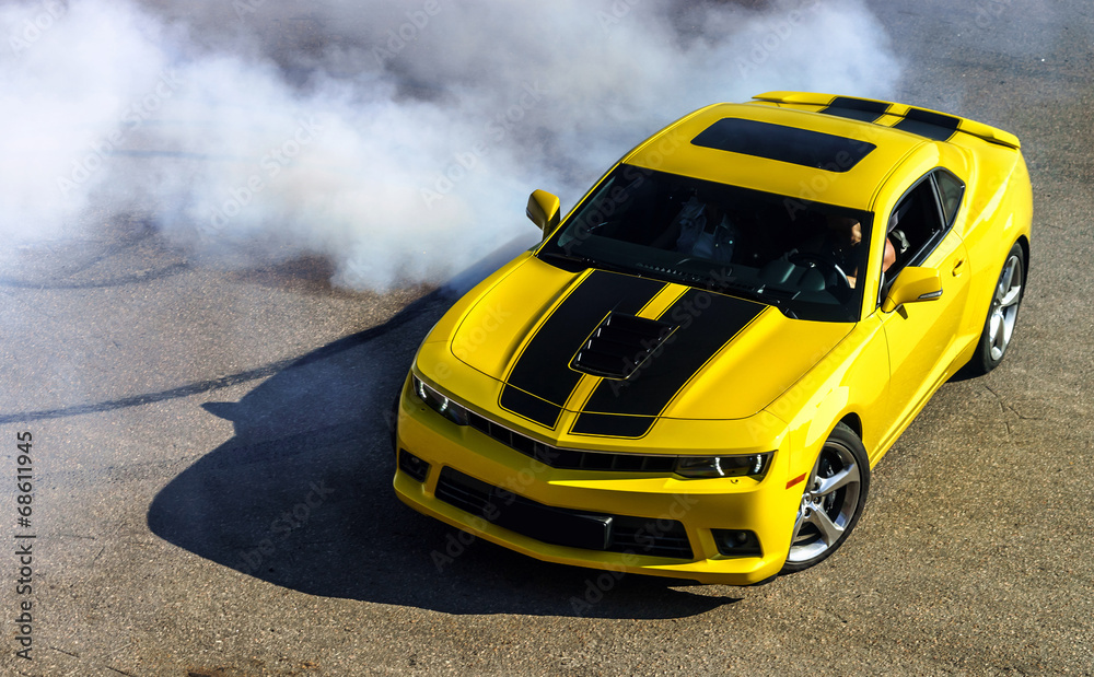 Fototapeta Luxury yellow sport car