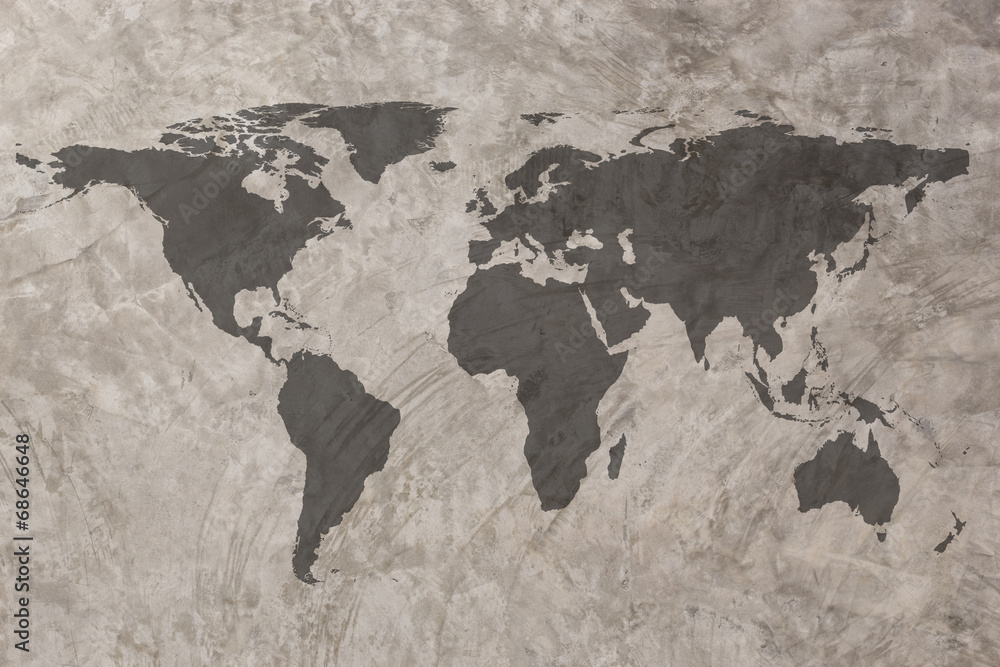 Fototapeta World map on Grunge Concrete