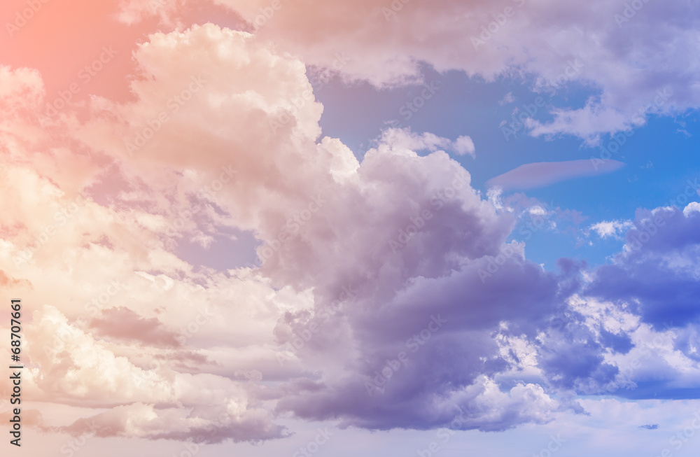 Obraz Tryptyk White clouds with blue sky