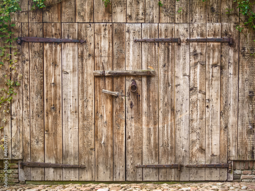 Obraz Tryptyk Old weathered barn door