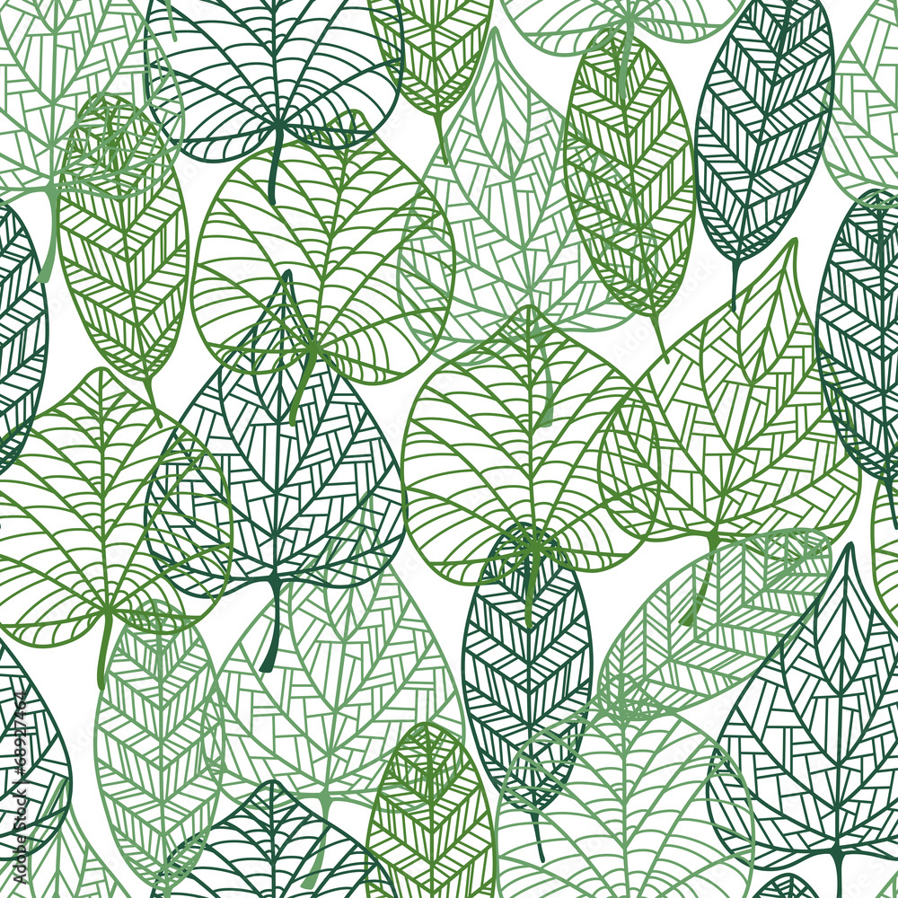 Tapeta Green leaves seamless pattern