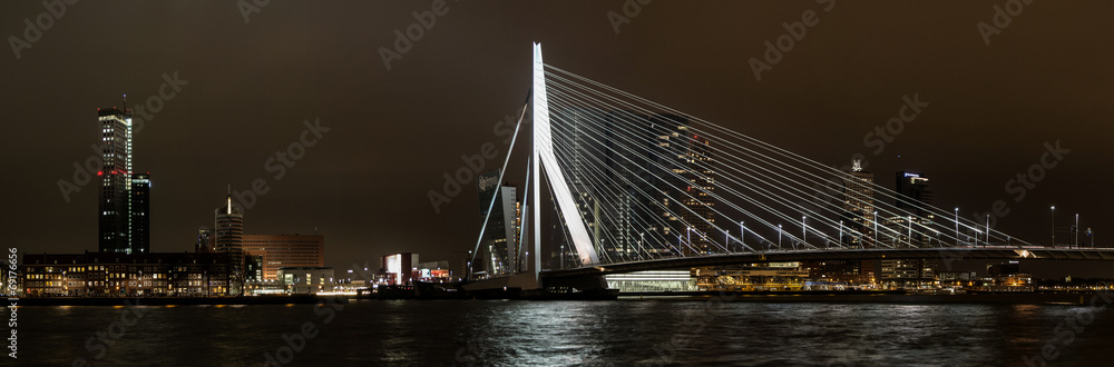 Obraz na płótnie Panorama Erasmusbrug-Rotterdam