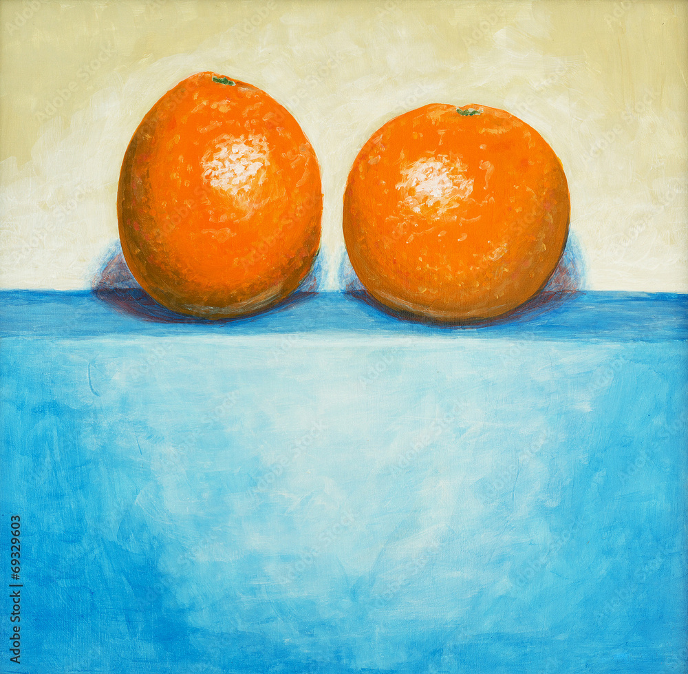 Obraz na płótnie a painting of two oranges